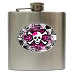 Splatter Girly Skull Hip Flask (6 oz)