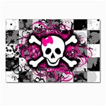 Splatter Girly Skull Postcard 4 x 6  (Pkg of 10)