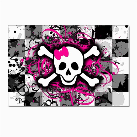 Splatter Girly Skull Postcards 5  x 7  (Pkg of 10) from ArtsNow.com Front