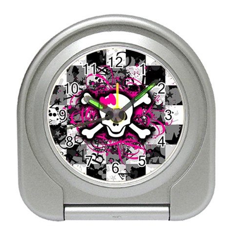 Splatter Girly Skull Travel Alarm Clock from ArtsNow.com Front