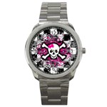 Splatter Girly Skull Sport Metal Watch