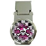 Splatter Girly Skull Money Clip Watch