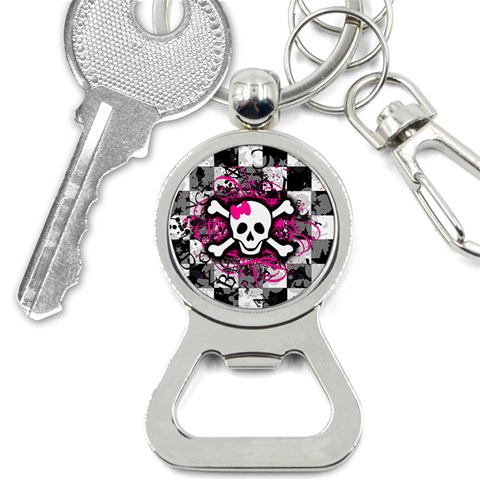 Splatter Girly Skull Bottle Opener Key Chain from ArtsNow.com Front