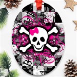 Splatter Girly Skull Oval Ornament (Two Sides)