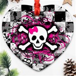 Splatter Girly Skull Heart Ornament (Two Sides)