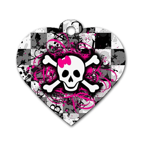 Splatter Girly Skull Dog Tag Heart (Two Sides) from ArtsNow.com Front