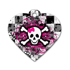 Splatter Girly Skull Dog Tag Heart (Two Sides) from ArtsNow.com Front