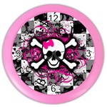 Splatter Girly Skull Color Wall Clock