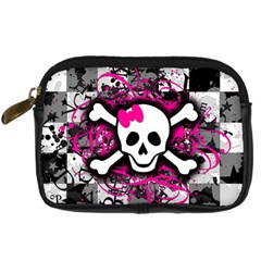 Splatter Girly Skull Digital Camera Leather Case from ArtsNow.com Front