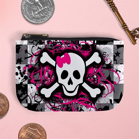 Splatter Girly Skull Mini Coin Purse from ArtsNow.com Front