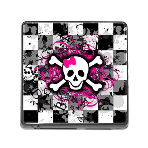 Splatter Girly Skull Memory Card Reader with Storage (Square) from ArtsNow.com Front