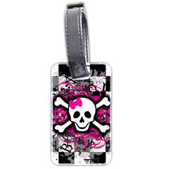 Splatter Girly Skull Luggage Tag (two sides) from ArtsNow.com Front