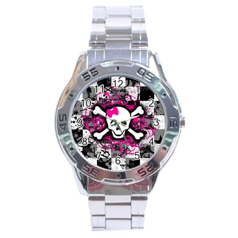 Splatter Girly Skull Stainless Steel Analogue Men’s Watch from ArtsNow.com Front