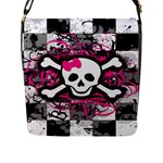 Splatter Girly Skull Flap Closure Messenger Bag (Large)