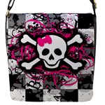 Splatter Girly Skull Flap closure messenger bag (Small)