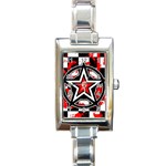 Star Checkerboard Splatter Rectangular Italian Charm Watch