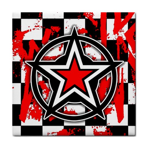 Star Checkerboard Splatter Tile Coaster from ArtsNow.com Front