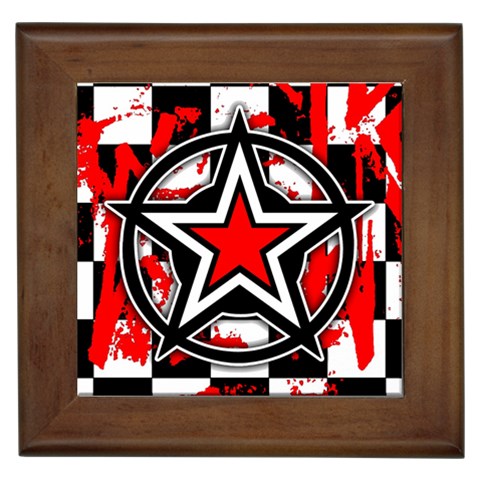 Star Checkerboard Splatter Framed Tile from ArtsNow.com Front