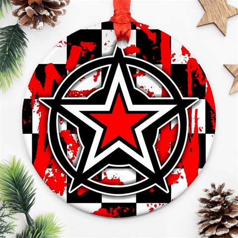 Star Checkerboard Splatter Ornament (Round) from ArtsNow.com Front