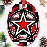 Star Checkerboard Splatter Ornament (Oval)