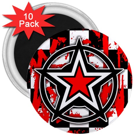 Star Checkerboard Splatter 3  Magnet (10 pack) from ArtsNow.com Front