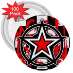 Star Checkerboard Splatter 3  Button (100 pack)