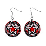 Star Checkerboard Splatter 1  Button Earrings