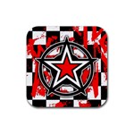 Star Checkerboard Splatter Rubber Coaster (Square)