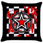 Star Checkerboard Splatter Throw Pillow Case (Black)