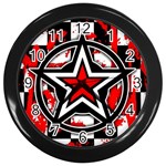 Star Checkerboard Splatter Wall Clock (Black)