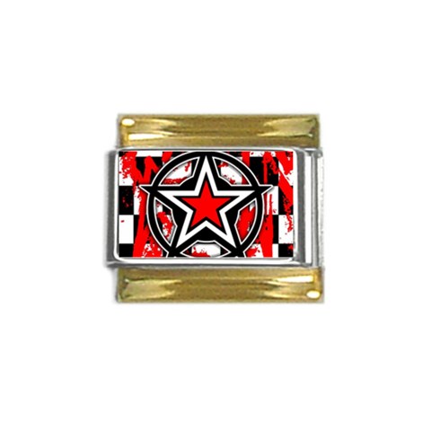 Star Checkerboard Splatter Gold Trim Italian Charm (9mm) from ArtsNow.com Front