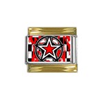 Star Checkerboard Splatter Gold Trim Italian Charm (9mm)