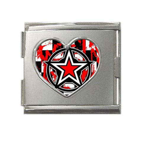 Star Checkerboard Splatter Mega Link Heart Italian Charm (18mm) from ArtsNow.com Front