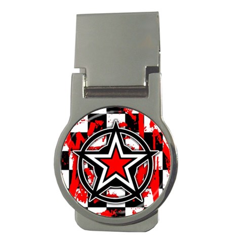 Star Checkerboard Splatter Money Clip (Round) from ArtsNow.com Front