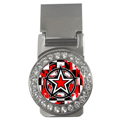 Star Checkerboard Splatter Money Clip (CZ) from ArtsNow.com Front