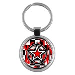 Star Checkerboard Splatter Key Chain (Round)