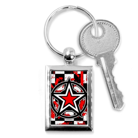 Star Checkerboard Splatter Key Chain (Rectangle) from ArtsNow.com Front
