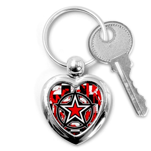Star Checkerboard Splatter Key Chain (Heart) from ArtsNow.com Front
