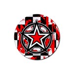 Star Checkerboard Splatter Rubber Coaster (Round)