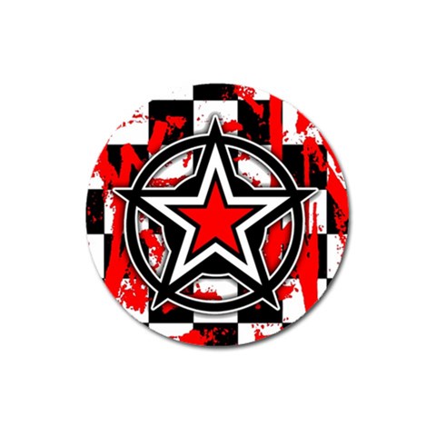 Star Checkerboard Splatter Magnet 3  (Round) from ArtsNow.com Front