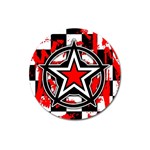 Star Checkerboard Splatter Magnet 3  (Round)