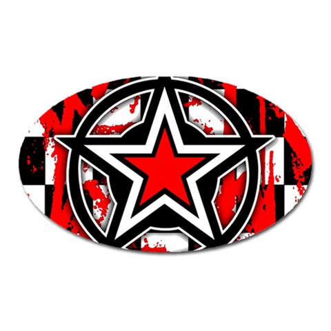 Star Checkerboard Splatter Magnet (Oval) from ArtsNow.com Front