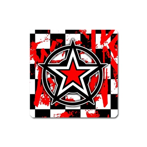 Star Checkerboard Splatter Magnet (Square) from ArtsNow.com Front