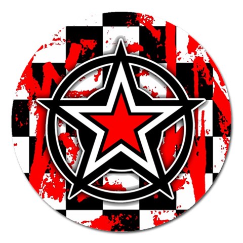 Star Checkerboard Splatter Magnet 5  (Round) from ArtsNow.com Front