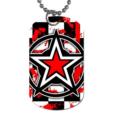 Star Checkerboard Splatter Dog Tag (One Side) from ArtsNow.com Front
