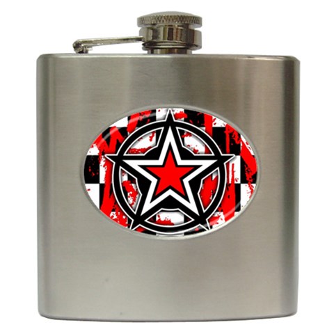 Star Checkerboard Splatter Hip Flask (6 oz) from ArtsNow.com Front