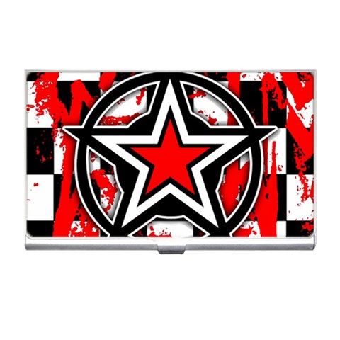 Star Checkerboard Splatter Business Card Holder from ArtsNow.com Front