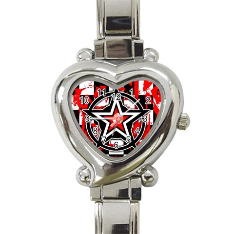 Star Checkerboard Splatter Heart Italian Charm Watch from ArtsNow.com Front