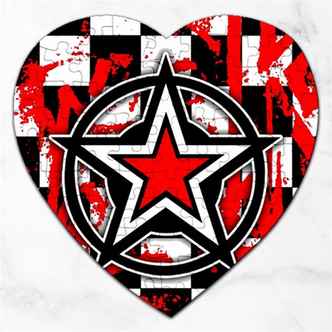 Star Checkerboard Splatter Jigsaw Puzzle (Heart) from ArtsNow.com Front