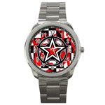 Star Checkerboard Splatter Sport Metal Watch